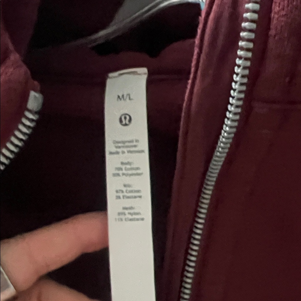 Burgundy Half-Zip Lululemon Scuba Hoodie. Medium/large.  Like new condition. - Picture 3 of 3